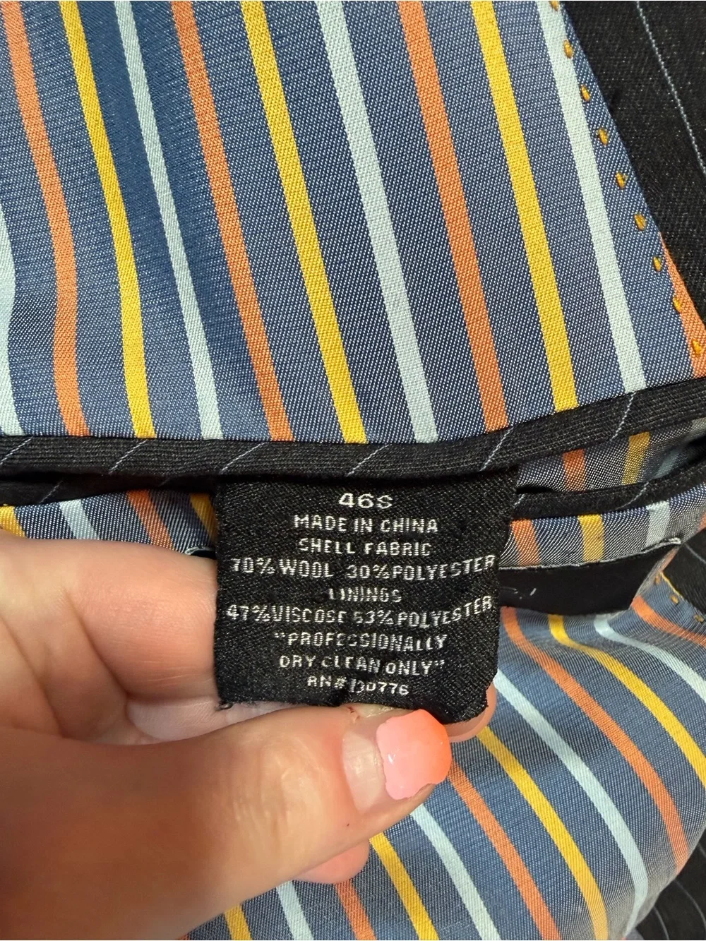 Coogi Luxe Suit Jacket Sport Coat Mens 46 Short Navy Pinstripe Two Button Preppy